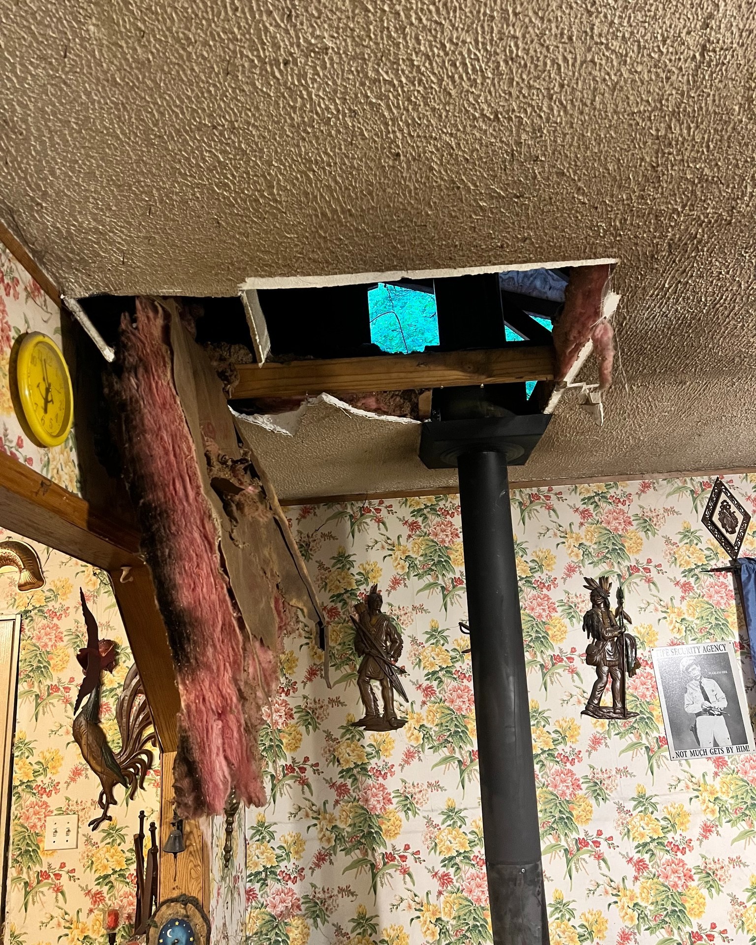 Strop, cez ktorý sa prepadol medveď